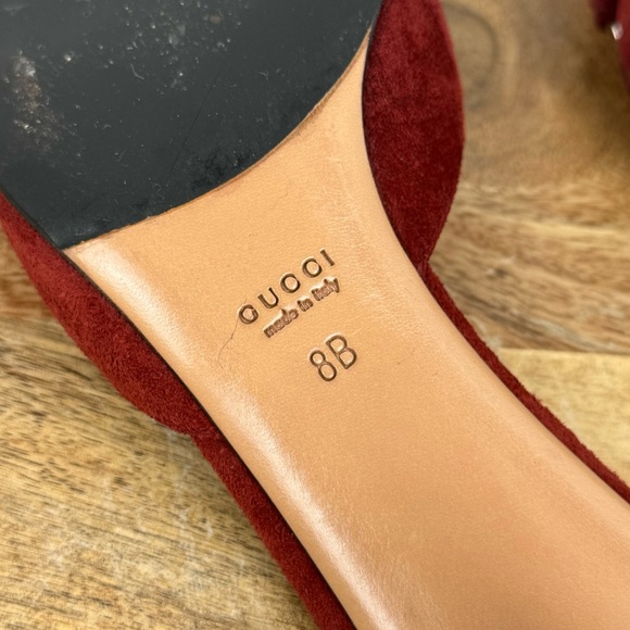 Gucci Red Leather Suede Kitten Heels Size 8 - Picture 13 of 13